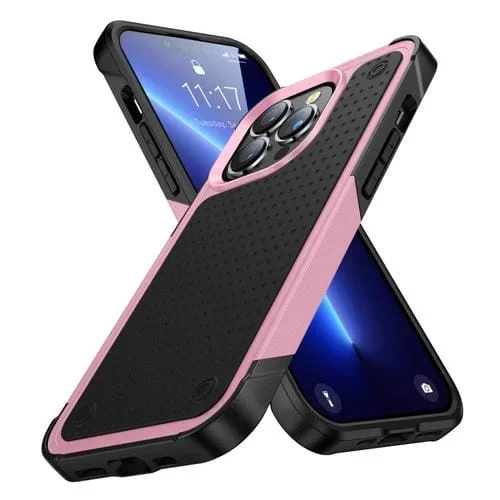 Funda Protectora para iPhone 12 Pro Max PC + TPU a Prueba de Golpes (Rosa + Negro)