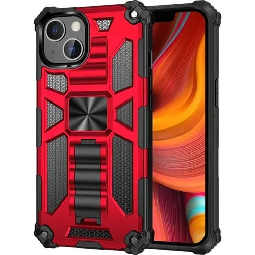 Funda Protectora para iPhone 13 Pro Armor Magnética a Prueba de Golpes TPU + PC con Soporte (Rojo)