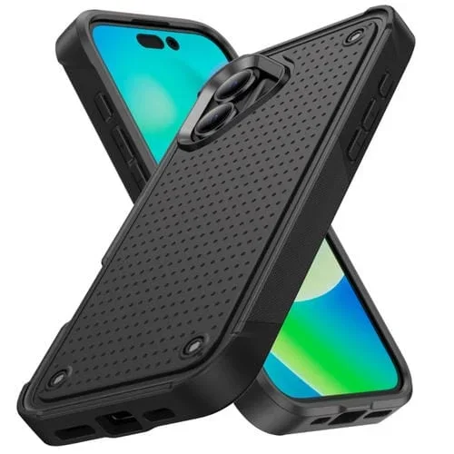 Funda Protectora para iPhone 16 Plus PC y TPU a Prueba de Golpes (Negra)
