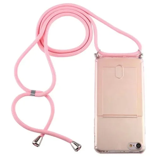 Funda Protectora para iPhone 8/7 TPU Transparente con Cordón y Ranura para Tarjeta (Rosa)