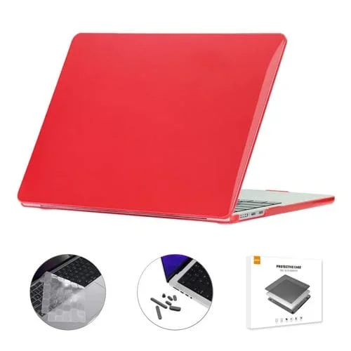 Funda Protectora para MacBook Air 15.3 A2941 Enkay Us Versión 3 En 1 con Cristal, Película de Teclado TPU y Tapones Antipolvo (Rojo)