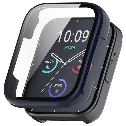 Funda Protectora para Skg V9 Pc con Reloj Integrado y Película Templada (Tinta Azul)