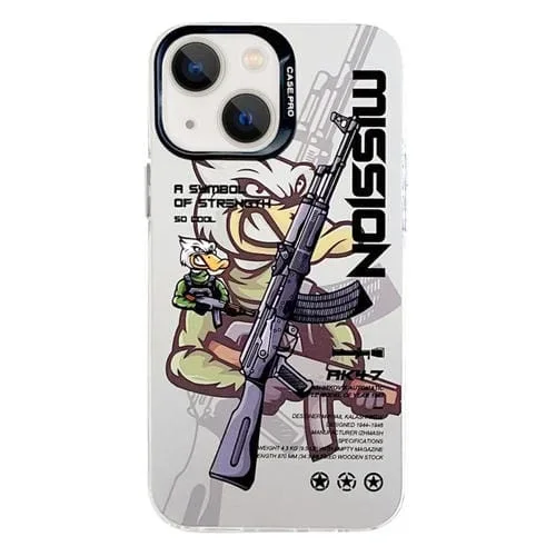 Funda Protectora para Teléfono iPhone 13 Serie Plateada Galvanizada PC (Peaceful Warrior B)