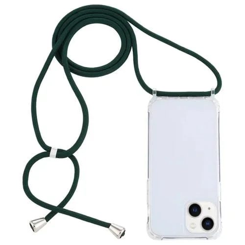 Funda Protectora para Teléfono iPhone 14 Acrílico Transparente Bolsa de Aire Cordón (Verde Oscuro)