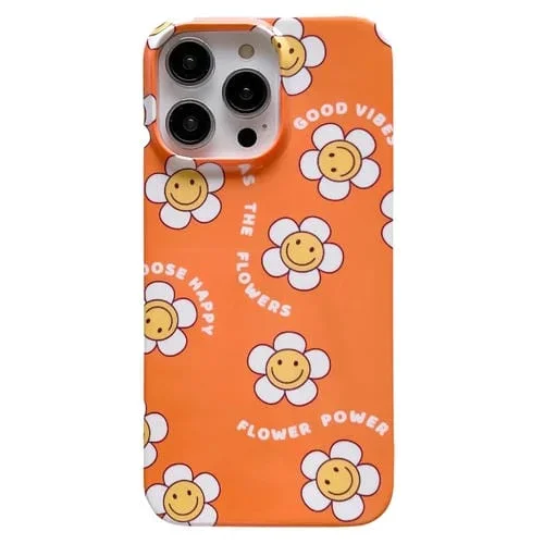 Funda Protectora para Teléfono iPhone 14 Patrón PC a Prueba de Golpes (Sonrisa Naranja)