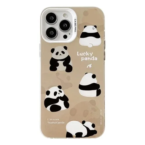 Funda Protectora PC Apple iPhone 13 Pro Max Electroplated Silver Series (Panda Marrón)