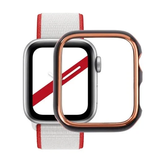 Funda Protectora PC Electrochaplating Doble Color para Apple Watch Series 7 6 SE 5 4 40mm (Oro Rosa Negro)