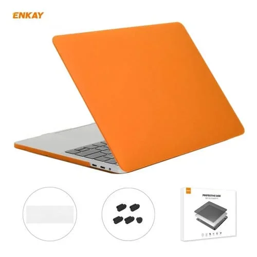Funda Protectora + Película de Teclado + Enchufes Antipolvo Enkay para MacBook Pro 13,3 A1708 (Naranja)