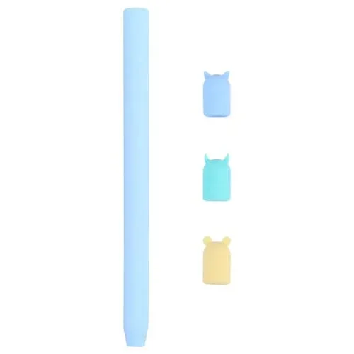 Funda Protectora Silicona 4 en 1 Apple Pencil 2 Dibujos Animados (Azul)