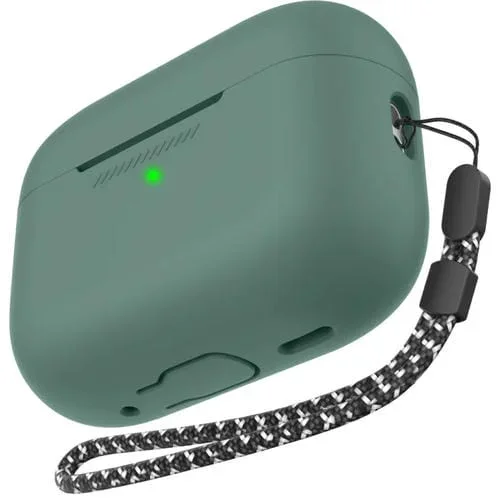 Funda Protectora Silicona Ahastyle Pt187 para AirPods Pro 2 con Cordón (Verde)