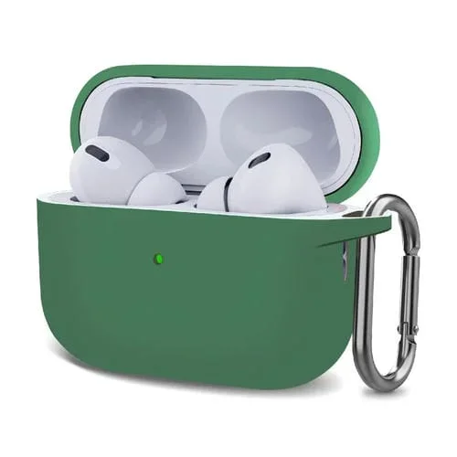 Funda Protectora Silicona Auriculares Inalámbricos Airpods Pro 2 con Gancho (Verde Aguja De Pino)