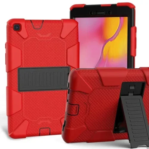 Funda Protectora Silicona Galaxy Tab A8.0 2019 T290 Soporte (Rojo + Negro)