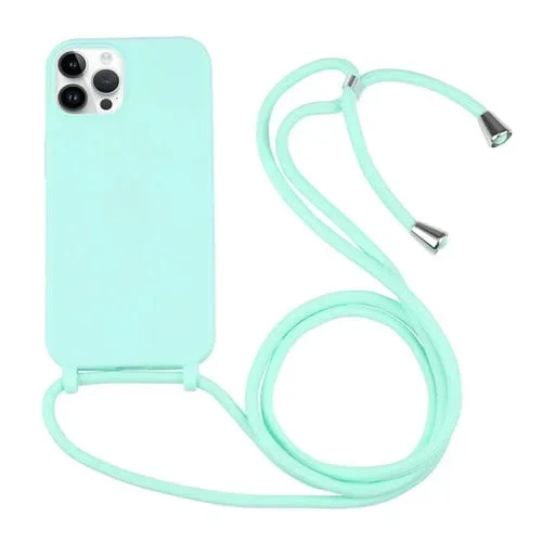 Funda protectora TPU Candy Colors para iPhone 16 Pro con cordón (Verde Menta)