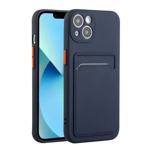 Funda Protectora TPU iPhone 13 Mini Ranura para Tarjeta (Azul Oscuro)