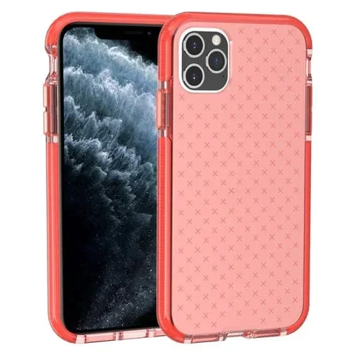 Funda Protectora TPU para iPhone 11 Pro a Prueba de Golpes con Patrón de Cuadrícula (Naranja)