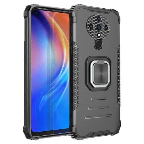 Funda Protectora TPU + Titular de Anillo para Tecno Spark 6 Fierce Guerrero Serie Armor (Negro)
