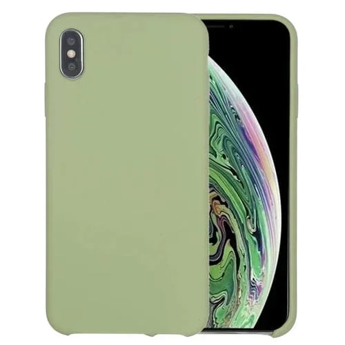 Funda Protectora Trasera para iPhone X Xs Pure Color Liquid Silicone PC Dropproof (Verde Menta)