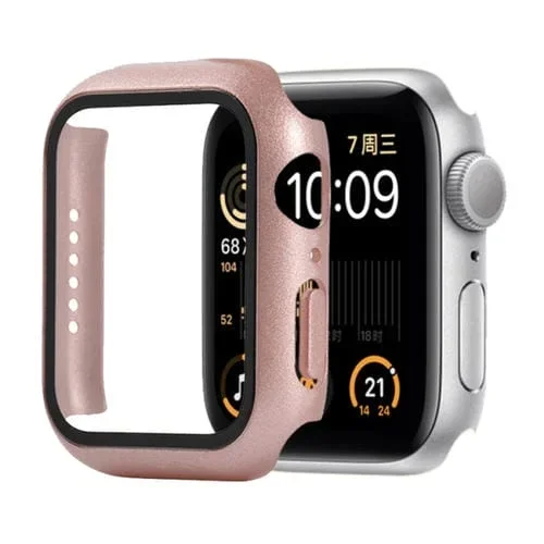 Funda Protectora Vidrio PC a Prueba de Choques para Apple Watch Series 6 SE 5 4 40mm (Oro Rosa)