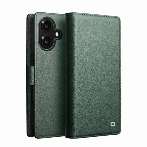 Funda QIALINO Classics 3rd de piel auténtica para iPhone 17 (cian)