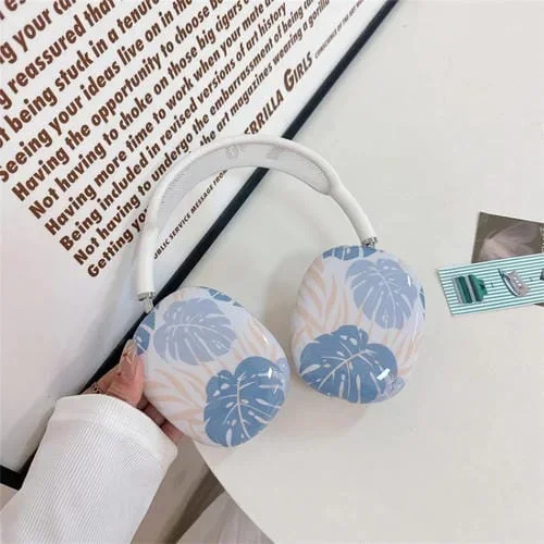Funda Silicona Para Airpods Max Patrón Hojas Tropicales (Azul)