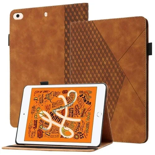 Funda Tablet Rhombus Skin Feel Horizontal Flip Cuero con Soporte y Tragamonedas para iPad Mini (2019) (Brown)