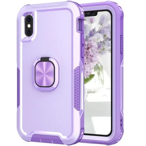 Funda Telefónica 3 en 1 TPU + PC con Soporte de Anillo para iPhone Xs Max (Purple)