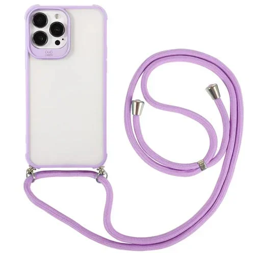 Funda teléfono Macaron con cordón para iPhone 13 Mini (Púrpura)