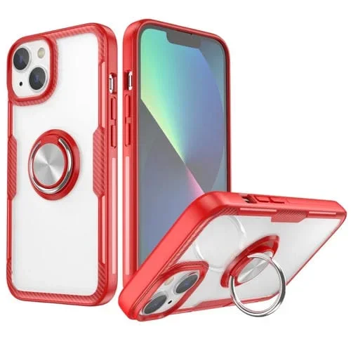 Funda TPU + Acrílico para iPhone 14 Max con Soporte para Anillo (Rojo)