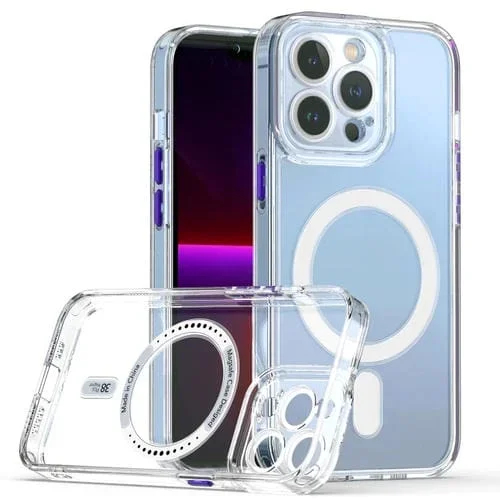 Funda TPU Cat-Eye + Estuche Acrílico para iPhone 13 Pro Magsafe (Púrpura)