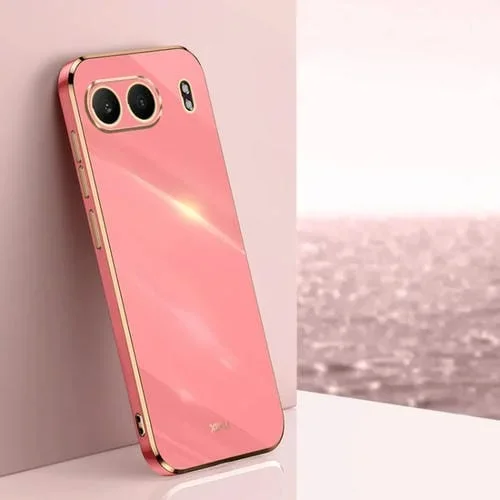 Funda TPU con Borde Dorado y Revestimiento 6D para OnePlus Nord 4 Xinli (Rojo Espino)