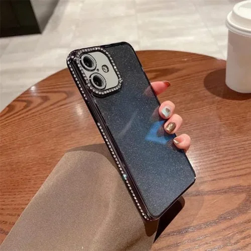 Funda TPU con Purpurina de Diamante para iPhone 16 (Negra)