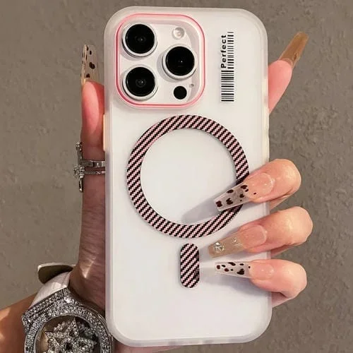Funda TPU con Sensación de Piel de Cristal Magsafe para iPhone 15 Pro Max (Rosa)