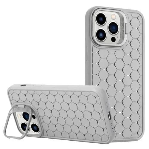 Funda TPU con Soporte para Lente Radiante Honeycomb iPhone 16 Pro (Gris)