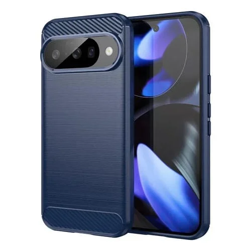 Funda TPU con Textura Cepillada Fibra de Carbono para Google Pixel 10 (Azul)
