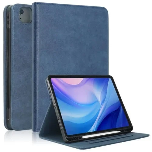 Funda TPU Cuero Inteligente con Soporte Frontal para iPad Air 13 (2025/2024) (Azul Oscuro)
