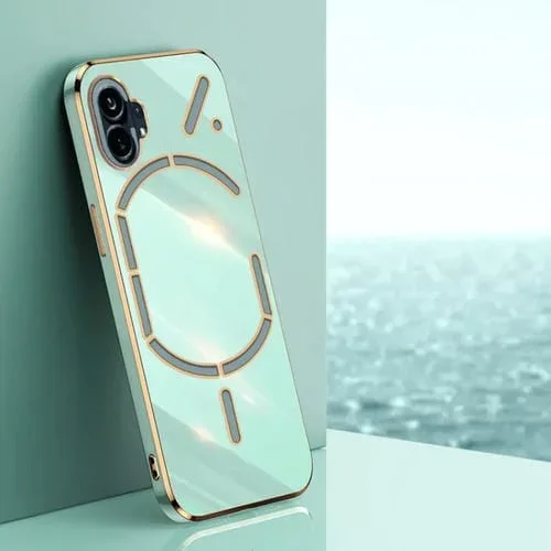 Funda TPU For Nothing Phone 1 Xinli Straight 6D Plating Gold Edge (Verde Menta)