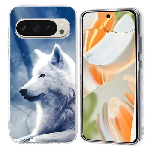 Funda TPU Google Pixel 9 Pro XL patrón Pintura Colorida (Lobo Blanco)