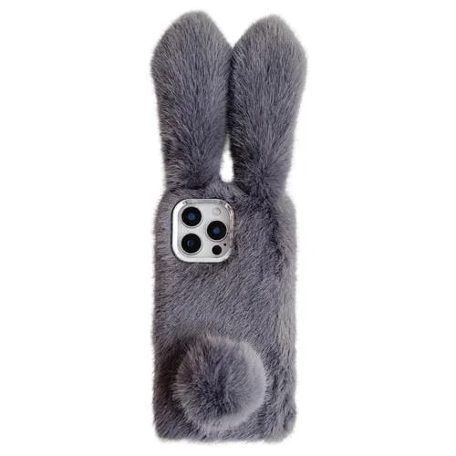 Funda TPU iPhone 16 Pro Max Diseño Conejo Peluche (Gris)