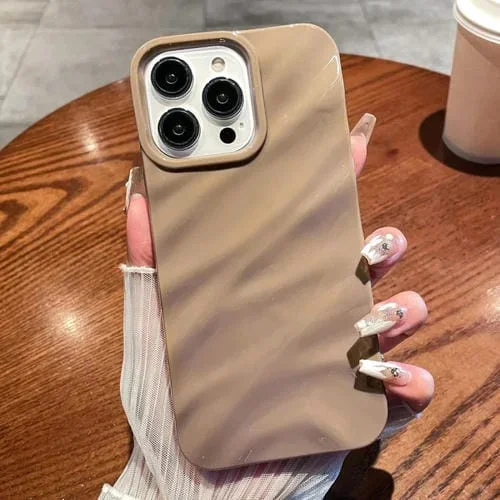 Funda TPU iPhone 16 Pro Max Textura Ondulada Color Sólido (Marrón)