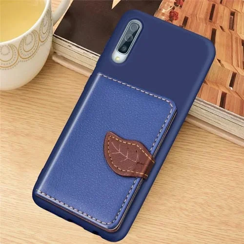 Funda TPU Litchi Pattern Card Bag para Galaxy A50 con Soporte de Billetera y Ranura para Tarjeta (Azul)