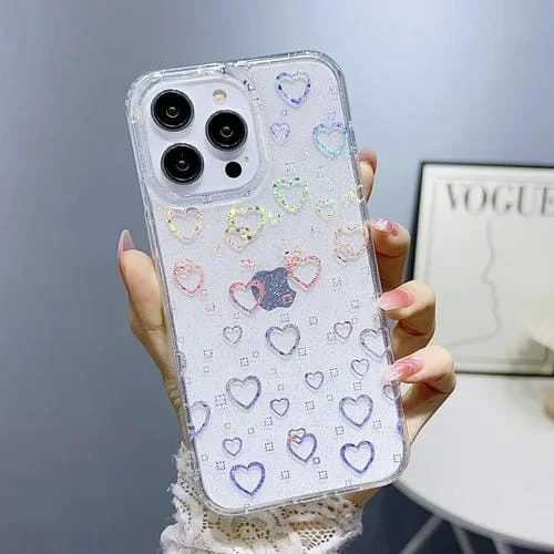 Funda TPU para iPhone 11 Pro Max Little Star Series Glitter Powder con Little Love Heart