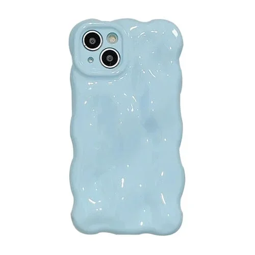 Funda TPU para iPhone 13 Pro Max Gloss Oil Wave Bubbles (Azul Lechoso)