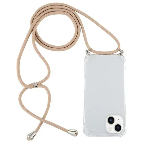 Funda TPU para iPhone 15 Transparente a Prueba de Golpes con Cordón (Oro)
