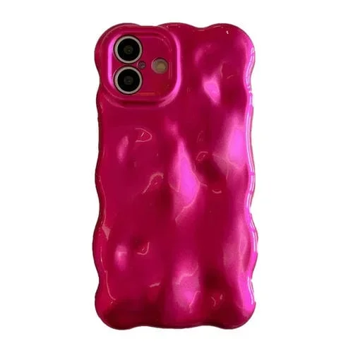 Funda TPU para iPhone 16 con Burbujas Onduladas (Roja)