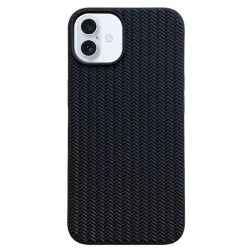 Funda TPU para iPhone 16 Plus Textura Tejida (Negra)