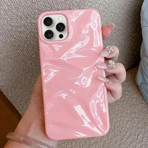 Funda TPU Pintura Galvanizada Ondulación Agua para iPhone 16 Pro (Rosa)
