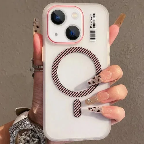 Funda TPU Sensación de Piel de Cristal Magsafe para iPhone 13 (Rosa)