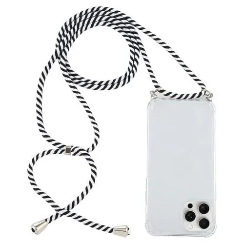Funda TPU Transparente iPhone 16 Pro a Prueba de Golpes con Cuatro Esquinas y Cordón (Cebra)