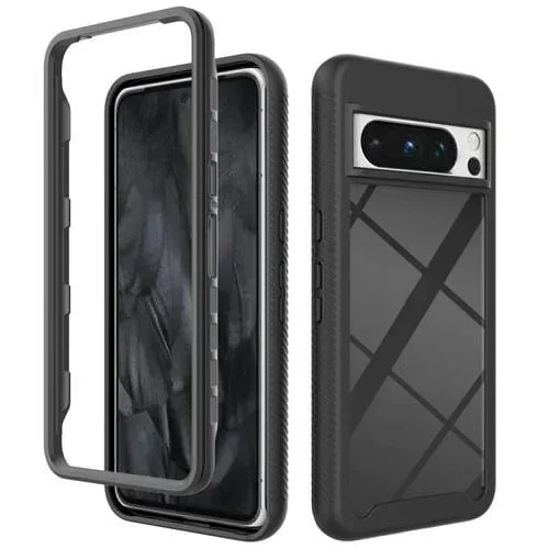Funda TPU Transparente para Google Pixel 8 Pro a Prueba de Golpes (Negro)