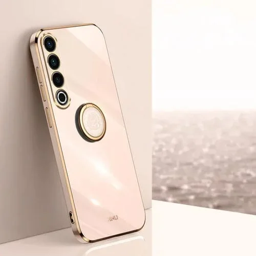 Funda TPU Xinli Straight Edge 6D Electroplate para Meizu 20 Pro 5G con Soporte para Anillo (Rosa)